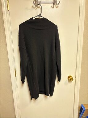 oversized black cashmere-blend turtleneck sweater
